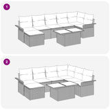 Garden Sofa Set with Cushion 8 pcs Grey Poly rattan - Extra Image