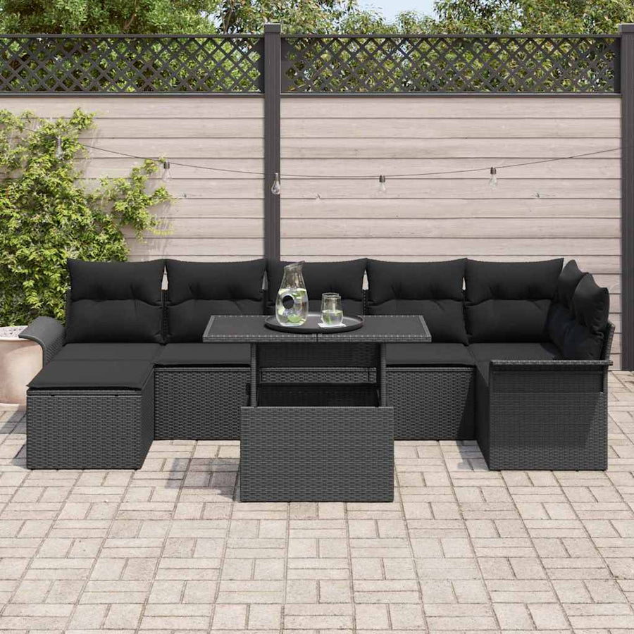 Garden Sofa Set 8 pcs Black Poly rattan
