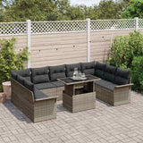 Garden Sofa Set with Cushion 10 pcs Grey Poly rattan - Side View