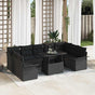 Garden Sofa Set 10 pcs Black Poly rattan
