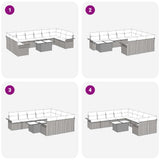 Garden Sofa Set with Cushion 11 pcs Grey Poly rattan - Low Angle