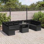 Garden Sofa Set 11 pcs Black Poly rattan