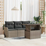 Garden Sofa Set with Cushion 5 pcs Grey Poly rattan