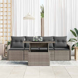 Garden Sofa Set with Cushion 5 pcs Grey Poly rattan - Side View