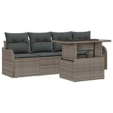 Garden Sofa Set with Cushion 5 pcs Grey Poly rattan - Front View
