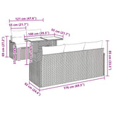 Garden Sofa Set with Cushion 6 pcs Grey Poly Rattan - Extra Image