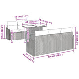 Garden Sofa Set with Cushion 7 pcs Grey Poly rattan
