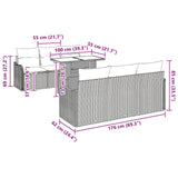 Garden Sofa Set with Cushion 7 pcs Grey Poly rattan - Extra Image