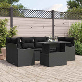 Garden Sofa Set with Cushion 7 pcs Black Poly rattan