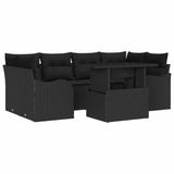 Garden Sofa Set with Cushion 7 pcs Black Poly rattan