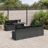 Garden Sofa Set with Cushion 8 pcs Black Poly rattan - Side View