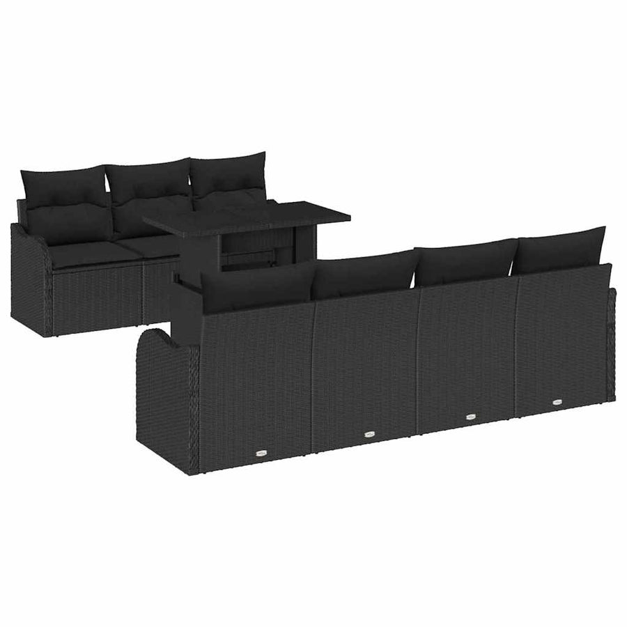Garden Sofa Set 8 pcs Black Poly Rattan