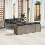Garden Sofa Set with Cushion 7 pcs Grey Poly Rattan - Side View