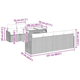 Garden Sofa Set with Cushion 7 pcs Grey Poly Rattan