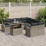 Garden Sofa Set 9 pcs Grey Poly Rattan - Side View