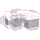 Garden Sofa Set 9 pcs Grey Poly Rattan