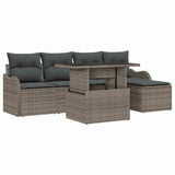 Outdoor Seating Set with Cushion 6 pcs Grey Poly rattan