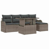 Garden Sofa Set with Cushion 6 pcs Grey Poly rattan - Front View