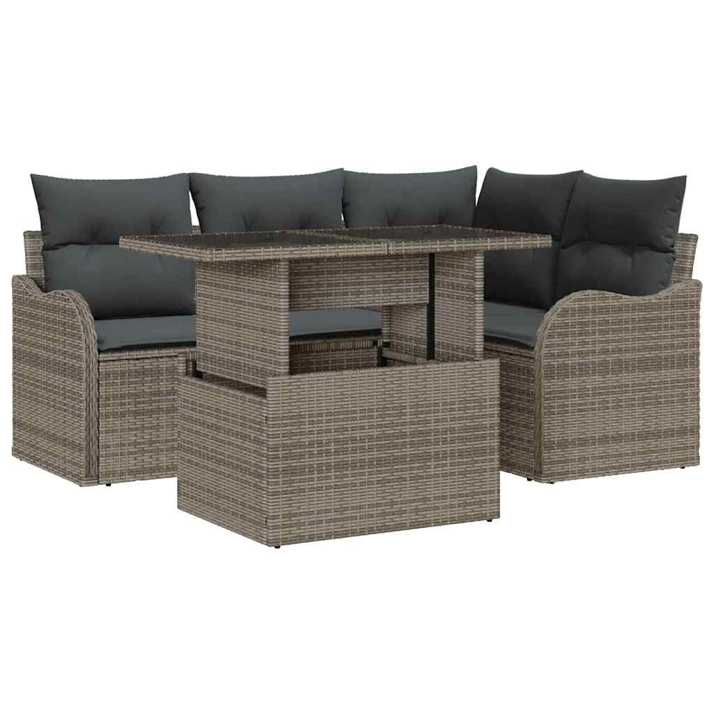 Outdoor Dining Set 5 pcs Grey Poly rattan