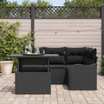 Outdoor Dining Set 5 pcs Black Poly rattan