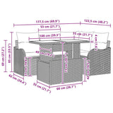 Outdoor Dining Set with Cushion 5 pcs Black Poly rattan
