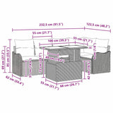 Dining Set with Cushion 6 pcs Black Poly rattan