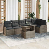 Garden Sofa Set with Cushion 7 pcs Grey Poly rattan