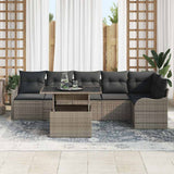 Sofa Set with Cushion 7 pcs Grey Poly rattan
