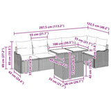 Sofa Set with Cushion 7 pcs Grey Poly rattan