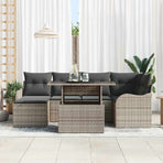 Garden Sofa Set 7 pcs Grey Poly rattan
