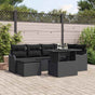 Garden Sofa Set 7 pcs Black Poly rattan