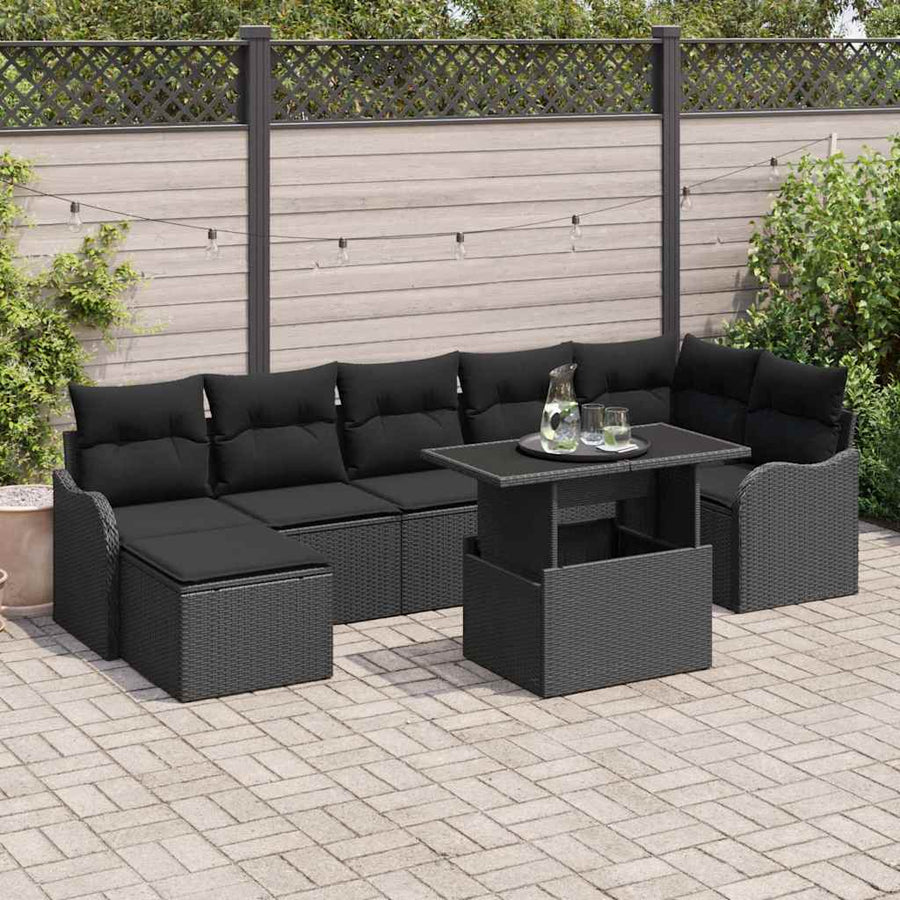 Garden Sofa Set 8 pcs Black Poly rattan