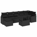 Garden Sofa Set 8 pcs Black Poly rattan