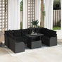 Garden Sofa Set 10 pcs Black Poly rattan