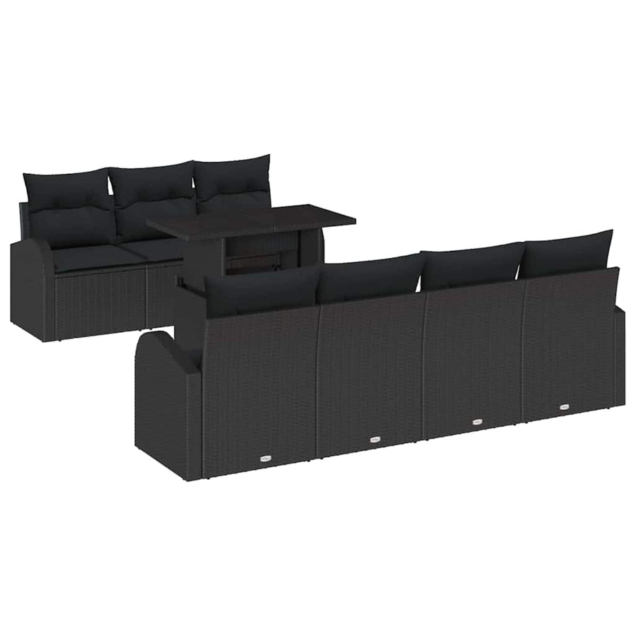 Garden Sofa Set 8 pcs Black Poly rattan