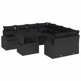 Garden Sofa Set with Storage 9 pcs Black Poly Rattan