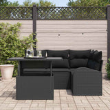 Garden Sofa Set with Cushion 5 pcs Black Poly rattan - Side View