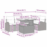 Garden Sofa Set with Cushion 6 pcs Black Poly Rattan