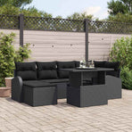 Garden Sofa Set 7 pcs Black Poly Rattan