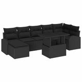 Garden Sofa Set with Cushion 8 pcs Black - Front View