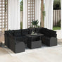 Garden Sofa Set 10 pcs Black Poly Rattan