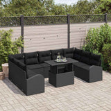 Garden Sofa Set with Storage 10 pcs Black Poly Rattan