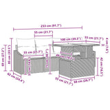 Garden Sofa Set with Cushion 5 pcs Grey Poly Rattan