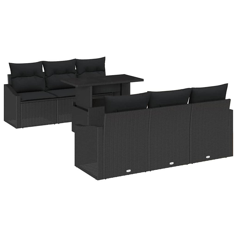 Garden Sofa Set 7 pcs Black 100 x 55 x 73 cm Poly Rattan
