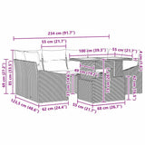 Garden Sofa Set with Storage with Pillow 7 pcs Grey Poly Rattan