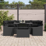 Garden Sofa Set 7 pcs Black 100 x 55 x 73 cm Poly Rattan