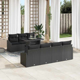 Garden Sofa Set with Cushion 8 pcs Black Poly Rattan