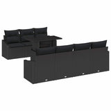 Garden Sofa Set with Cushion 8 pcs Black 100 x 55 x 73 cm - Front View