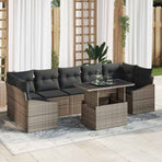 Garden Sofa Set 8 pcs Grey Poly Rattan