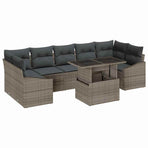 Garden Sofa Set 8 pcs Grey Poly Rattan